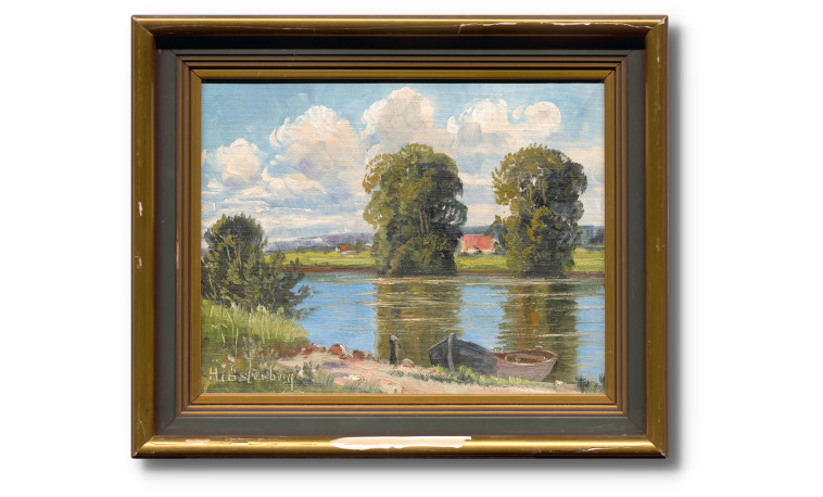 Sk1846 - Loďka u rybníka, H. Österberg